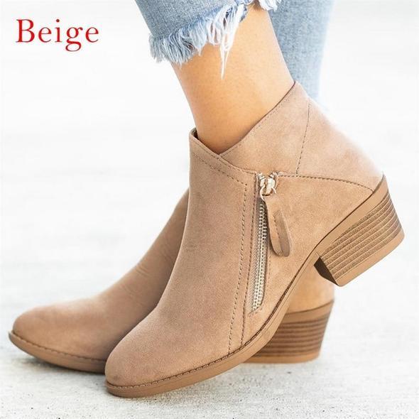 Botines De Gamuza Con Cremallera De Otoño