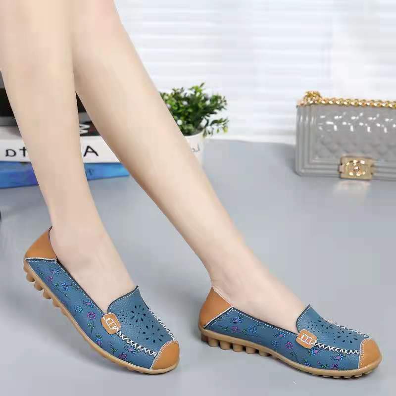 Zapatos Planos De Cuero Genuino Resbalón En Zapatos De Mujer