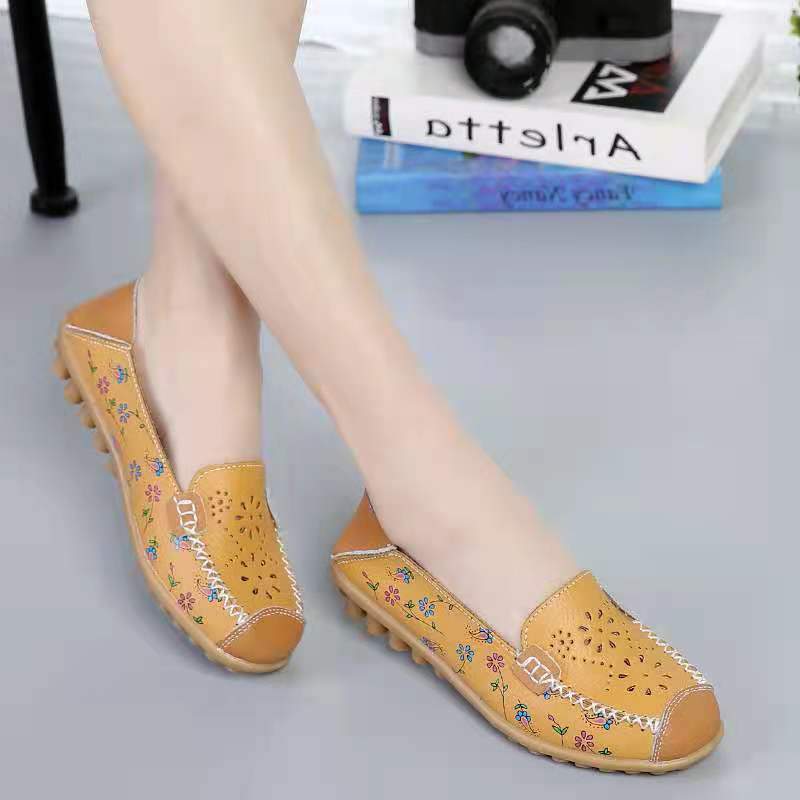 Zapatos Planos De Cuero Genuino Resbalón En Zapatos De Mujer
