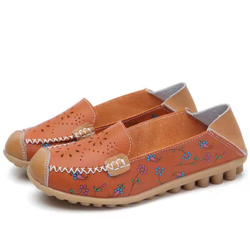 Zapatos Planos De Cuero Genuino Resbalón En Zapatos De Mujer