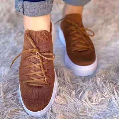 Sandalias De Plataforma De Punto Con Cordones De Moda
