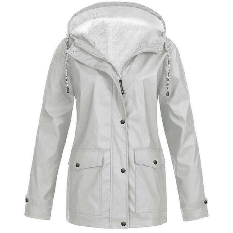 Chaqueta Con Capucha De Lana A Prueba De Viento Impermeable Casual Para Mujer