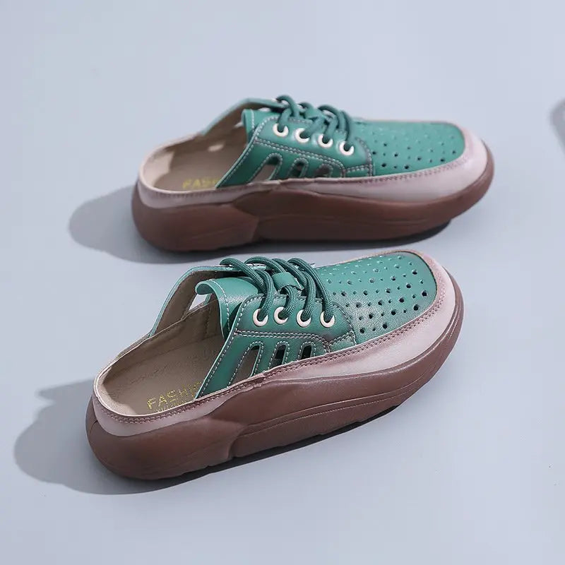 [W-Zapato] Nuevas Sandalias De Punta Envuelta Con Suela Gruesa