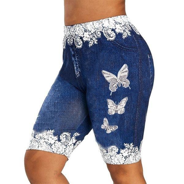 Leggings de mezclilla estampados de talla grande