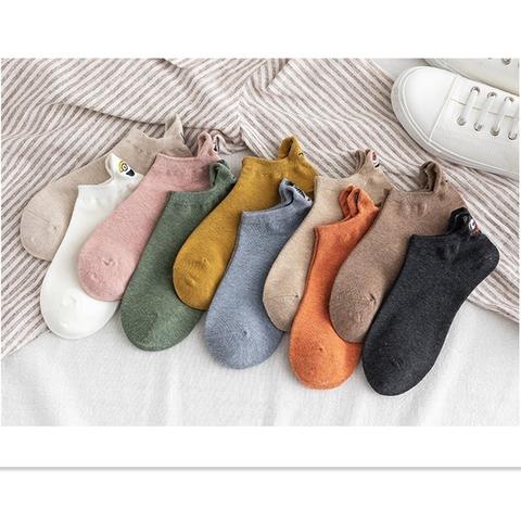 Calcetines de mujer de dibujos animados bordado(3 pares)