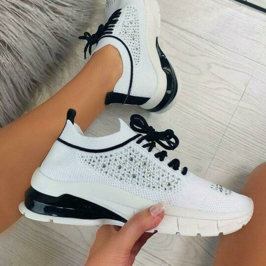 Zapatillas Slip Con Diamantes De Imitación