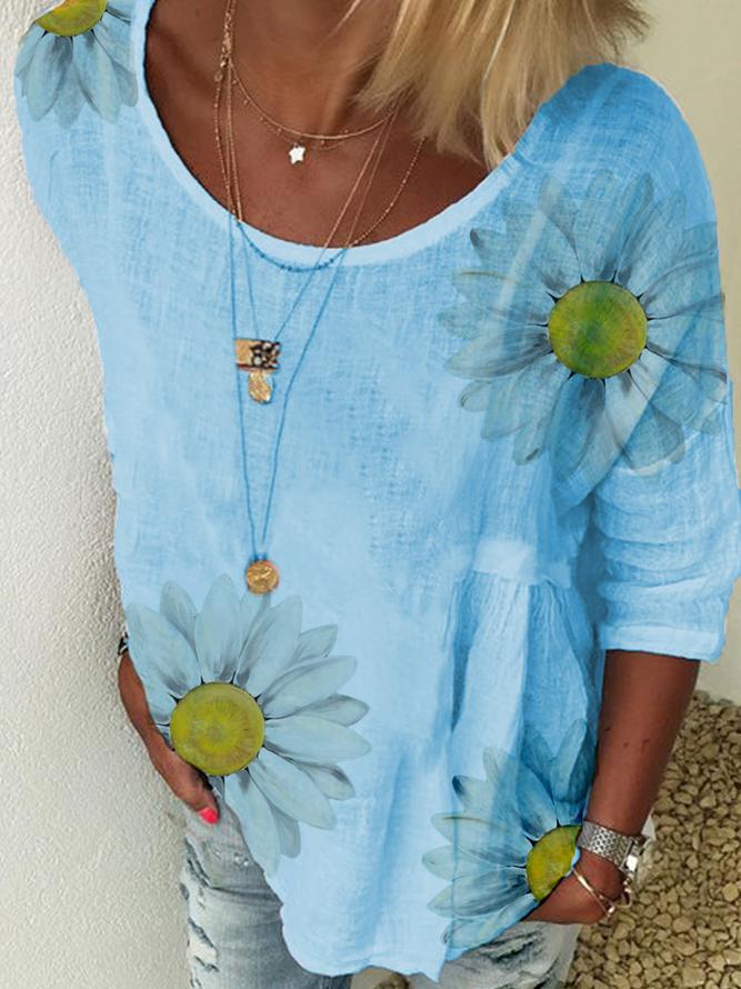 Camisa Blanca de Algodón Mezclado Casual