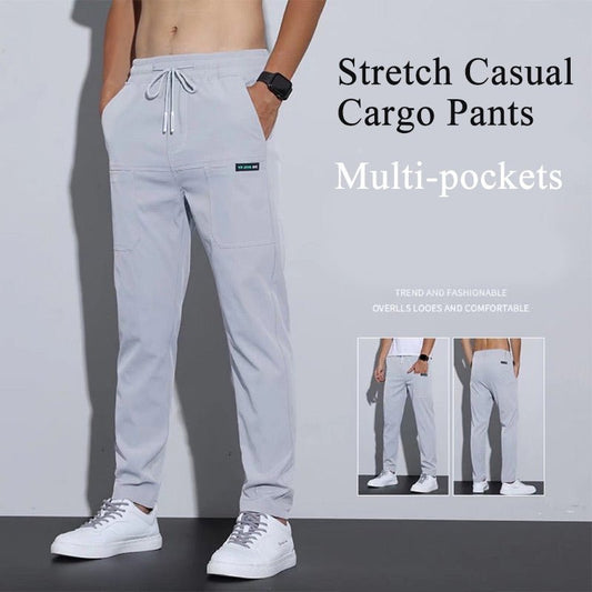 [M-Ropa] Pantalones Elásticos De Bolsillo Múltiple Para Hombres