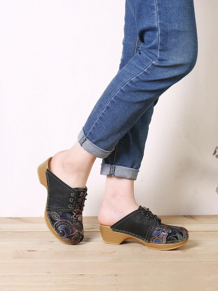 Sandalias Sin Cordones Premium Con Cordones Florales Retro