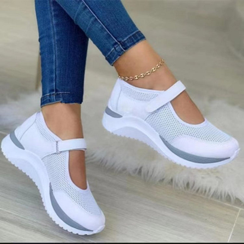 Zapatos De Suela Gruesa Velcro Para Mujeres