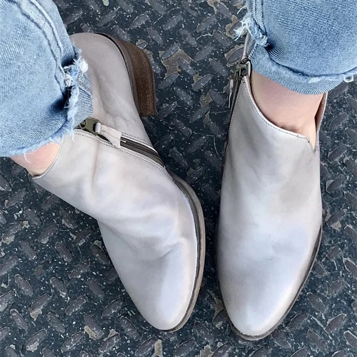 Botines Vintage Con Cremallera Lateral