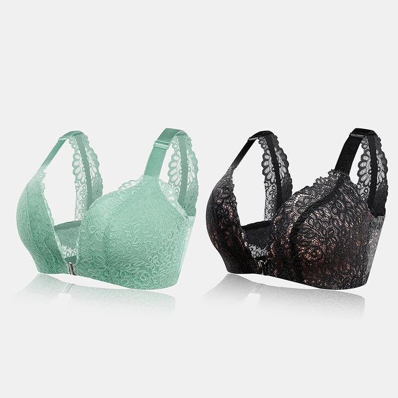 Sujetador De Encaje Con Botones Delanteros Sexy Para Mujer