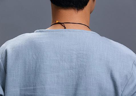 Camisa de hombre de algodón y lino con pulóver