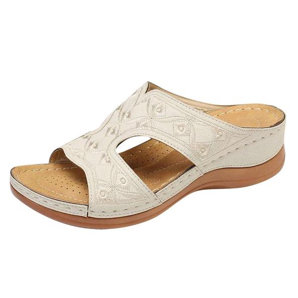 😘 Zapatos De Playa Con Bordado De Tacón De Cuña De Moda De Verano Para Mujer Sandalias De Mujer