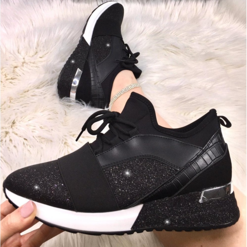 Zapatillas de deporte con cordones de talla grande y brillantes de moda✨