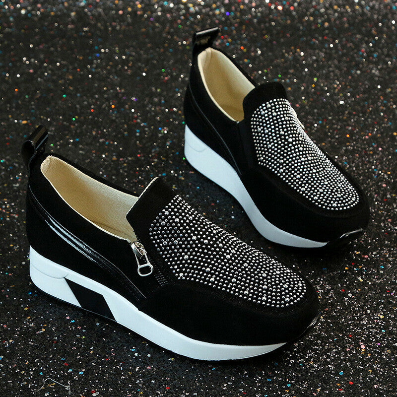 Zapatillas Ortopédicas De Cuña Con Cremallera Lateral Ahuecada Para Mujer