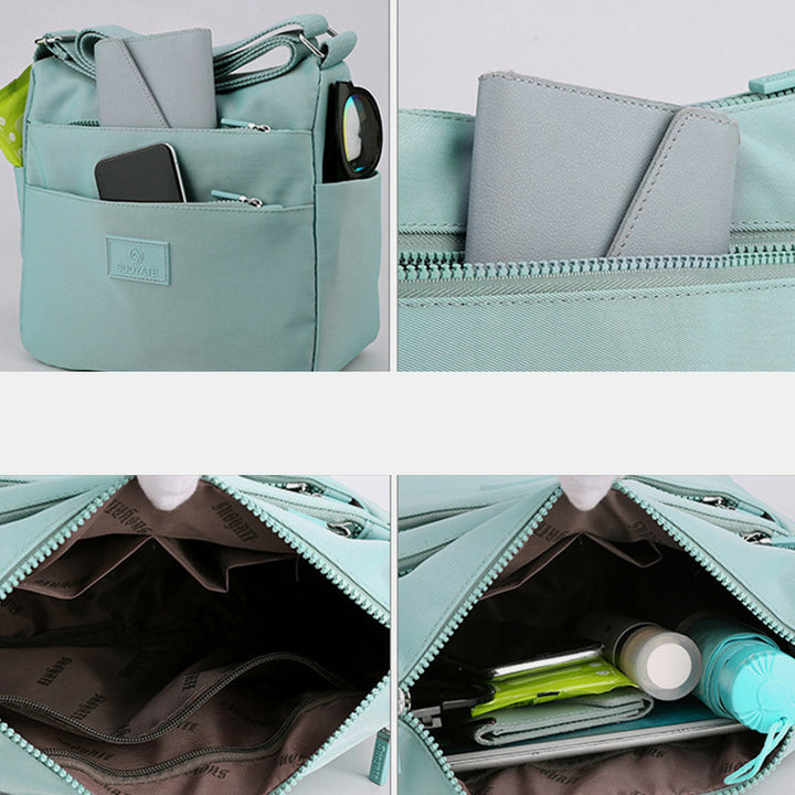 Bolso De Mujer Espacioso Con Varios Bolsillos, Bolso De Hombro Tipo Bandolera Informal De Color Sólido