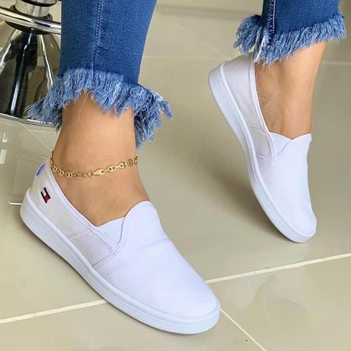 Zapatos casuales cómodos de color en contraste para mujer