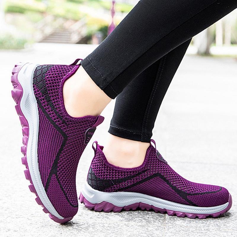 [W-Zapato] Zapatos Ligeros Para Caminar Sin Cordones Fly Woven Para Mujer