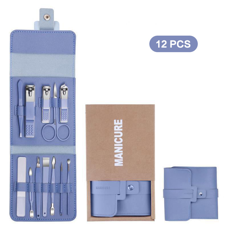 12-16 Piezas / Juego De Cortaúñas Con Bolsa Plegable Kit De Cortaúñas Tijeras Maquillaje Herramientas De Belleza