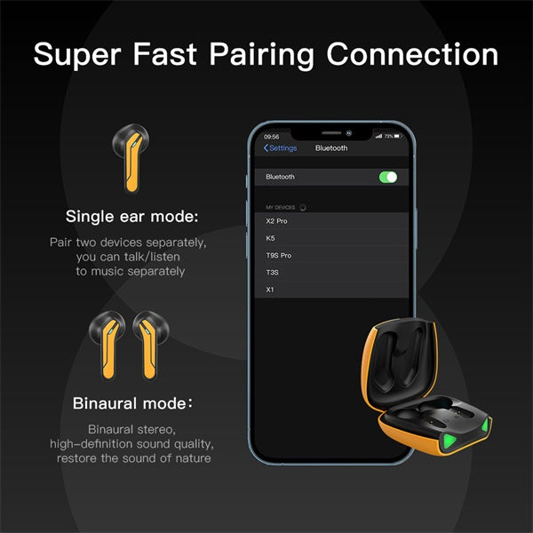 BEE Auriculares Inalámbricos Con Cancelación De Ruido De Sonido Estéreo HI-FI De Latencia Ultrabaja A Prueba De Agua