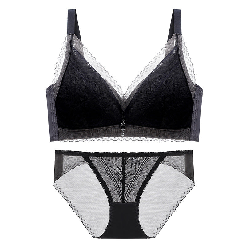 [W-Ropa Interior] Conjunto De Sujetador Fino Con Copa De Cristal Y Orejas De Conejo