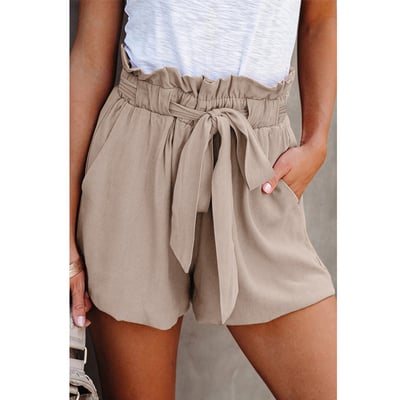 [W-Ropa] Shorts De Pernera Ancha Con Cordones Y Bolsillo