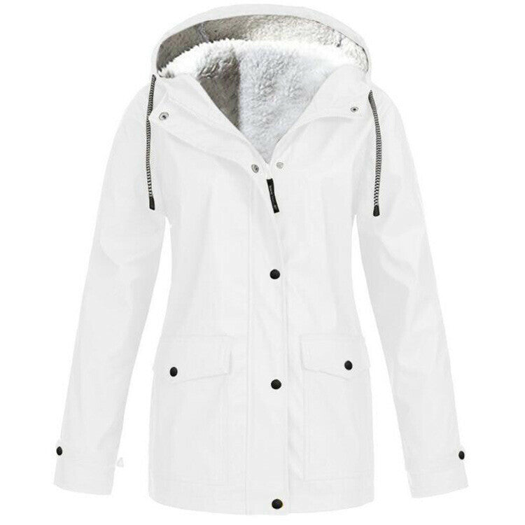 Chaqueta Con Capucha De Lana A Prueba De Viento Impermeable Casual Para Mujer