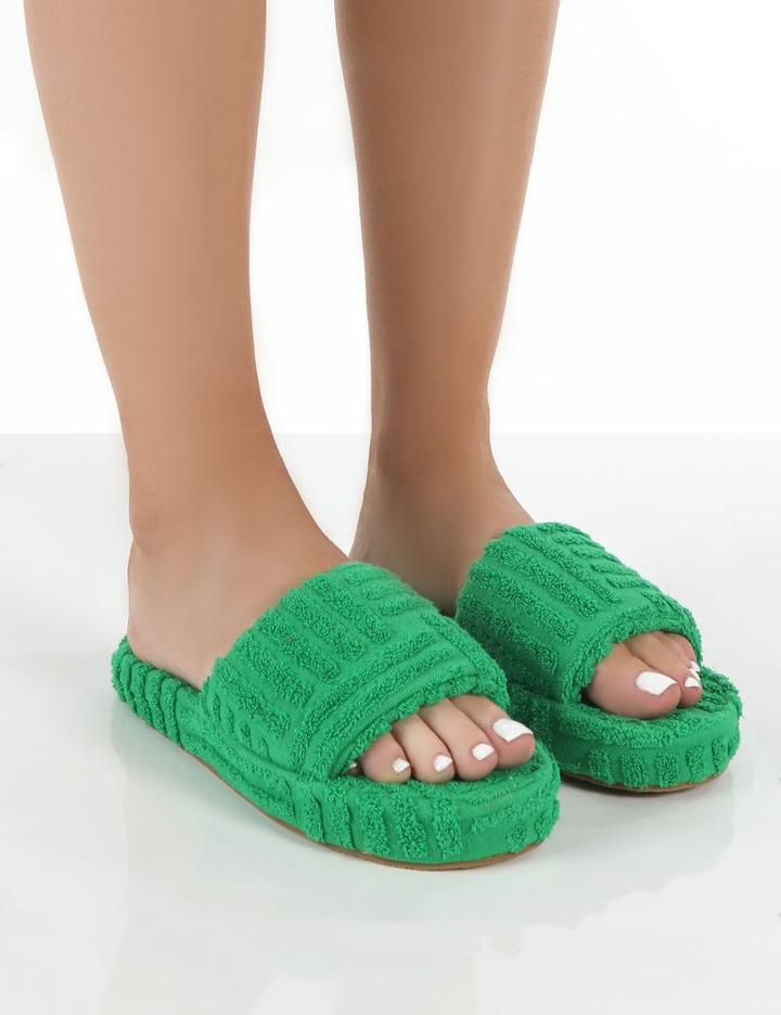 Pantuflas De Piel Cálida Con Suela Gruesa