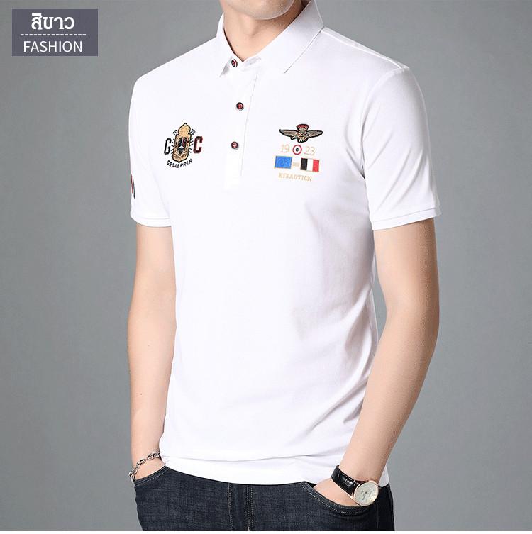 Cómodo polo de manga corta bordado transpirable