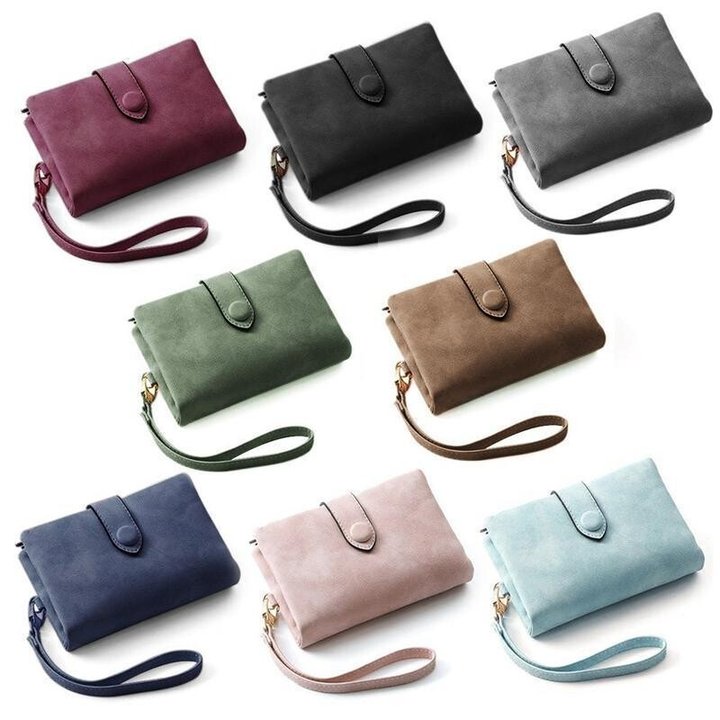 [W-Bolso] Cartera Pequeña De Piel Triple Para Mujer