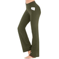 [W-Ropa] Pantalones De Yoga De Cintura Alta Para Mujer Pantalones Acampanados Con Control Del Vientre Estiramiento De Secado Rápido