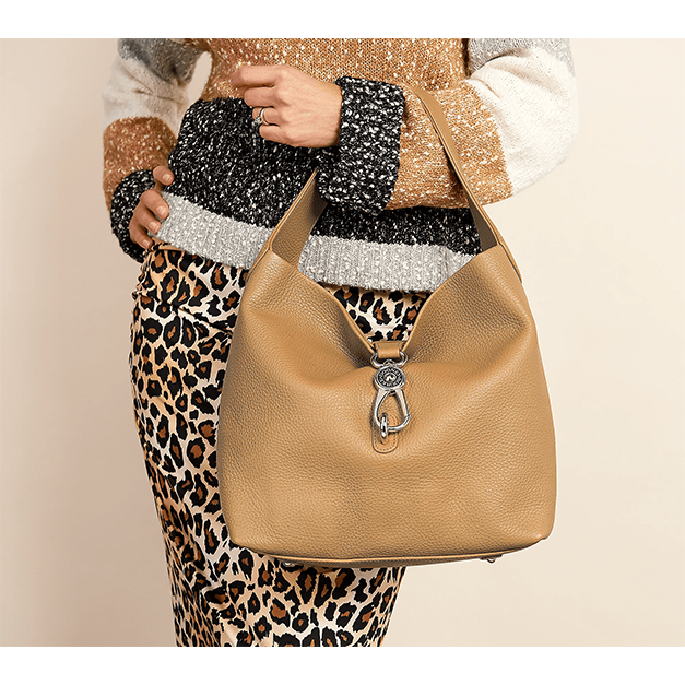 [W-Bolso] Bolso Hobo Pebble Con Cierre De Logo