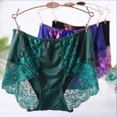 Braguita De Lino De Algodón Cómoda De Cintura Alta De Malla De Retazos De Encaje A La Cadera Completa