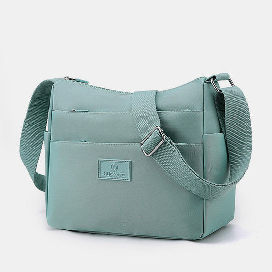 Bolso De Mujer Espacioso Con Varios Bolsillos, Bolso De Hombro Tipo Bandolera Informal De Color Sólido