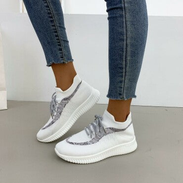 Nuevas zapatillas de deporte tejidas con cordones para mujer