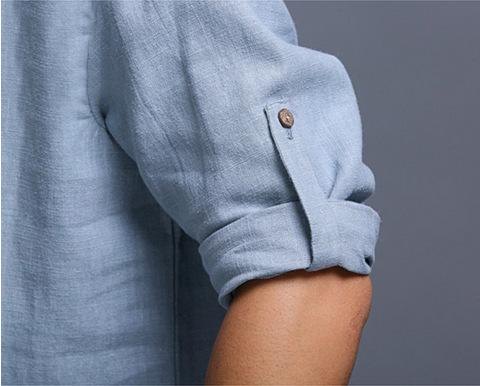 Camisa de hombre de algodón y lino con pulóver