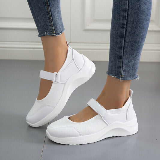 Sandalias Sencillas Con Velcro Y Plataforma Cómodas De Color Liso Para Mujer