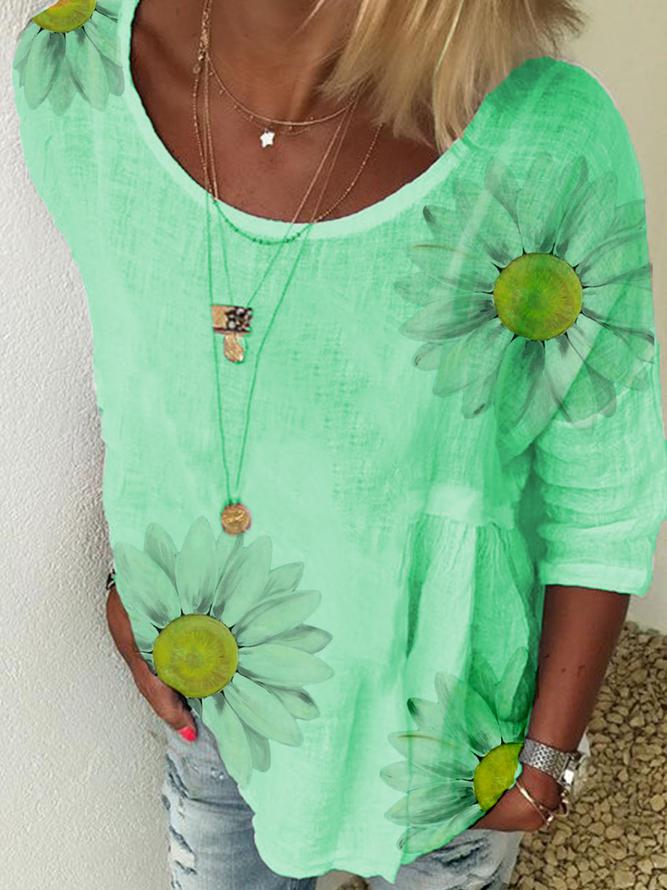 Camisa Blanca de Algodón Mezclado Casual