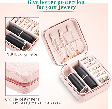 Pequeño Viaje Portátil De La Caja De Almacenamiento De La Joyería Del Cuero De La PU Del Joyero Del Viaje De