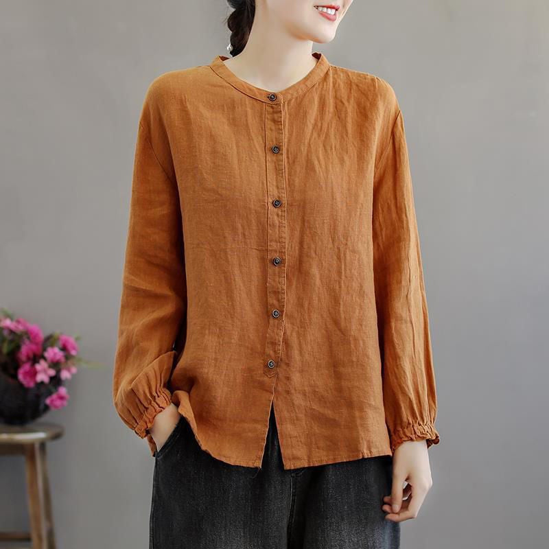 Camisa De Lino De Algodón Para Mujer