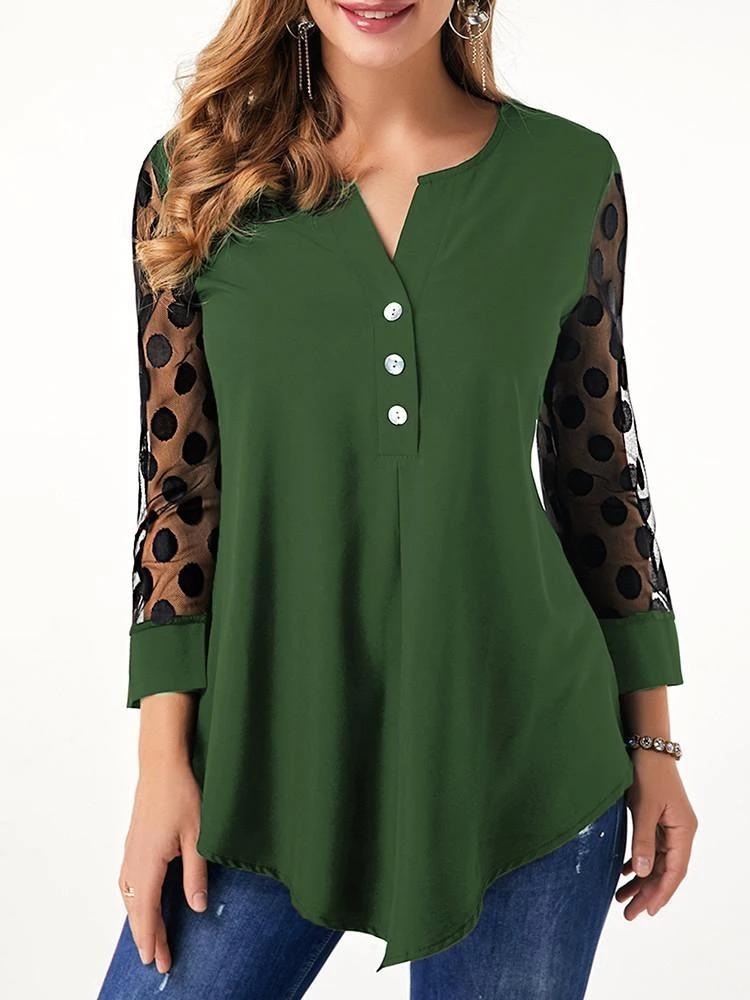 ¡VENTA!   Blusa delantera con botones de cuello dividido