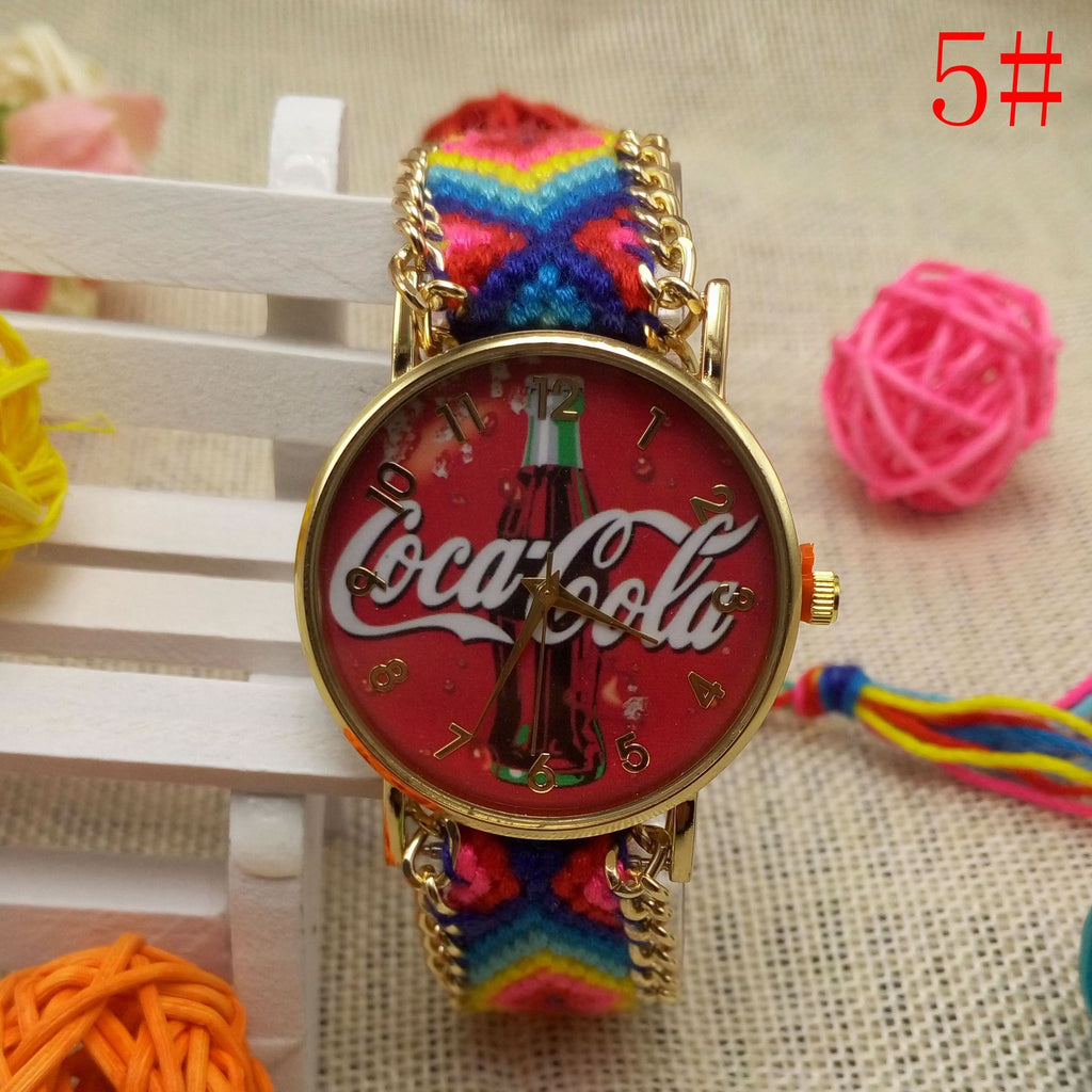 Reloj de pulsera de lana tejida a mano reloj de cuarzo de moda
