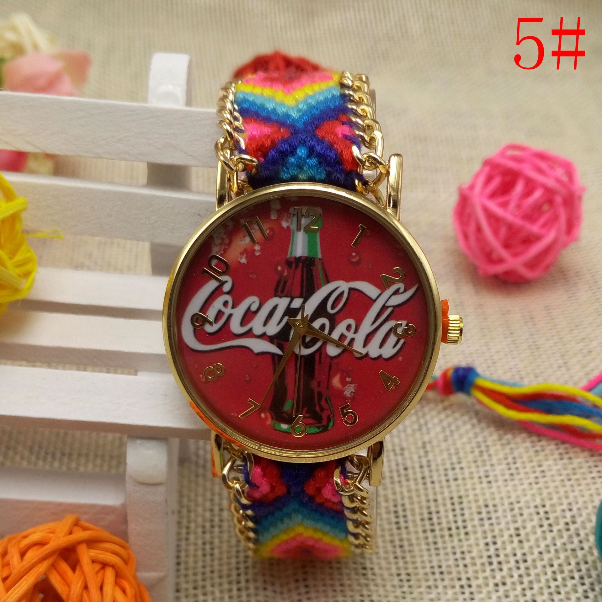 Reloj de pulsera de lana tejida a mano reloj de cuarzo de moda