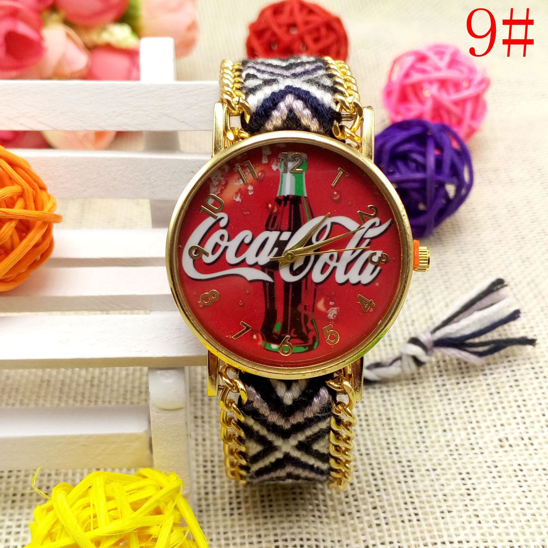 Reloj de pulsera de lana tejida a mano reloj de cuarzo de moda