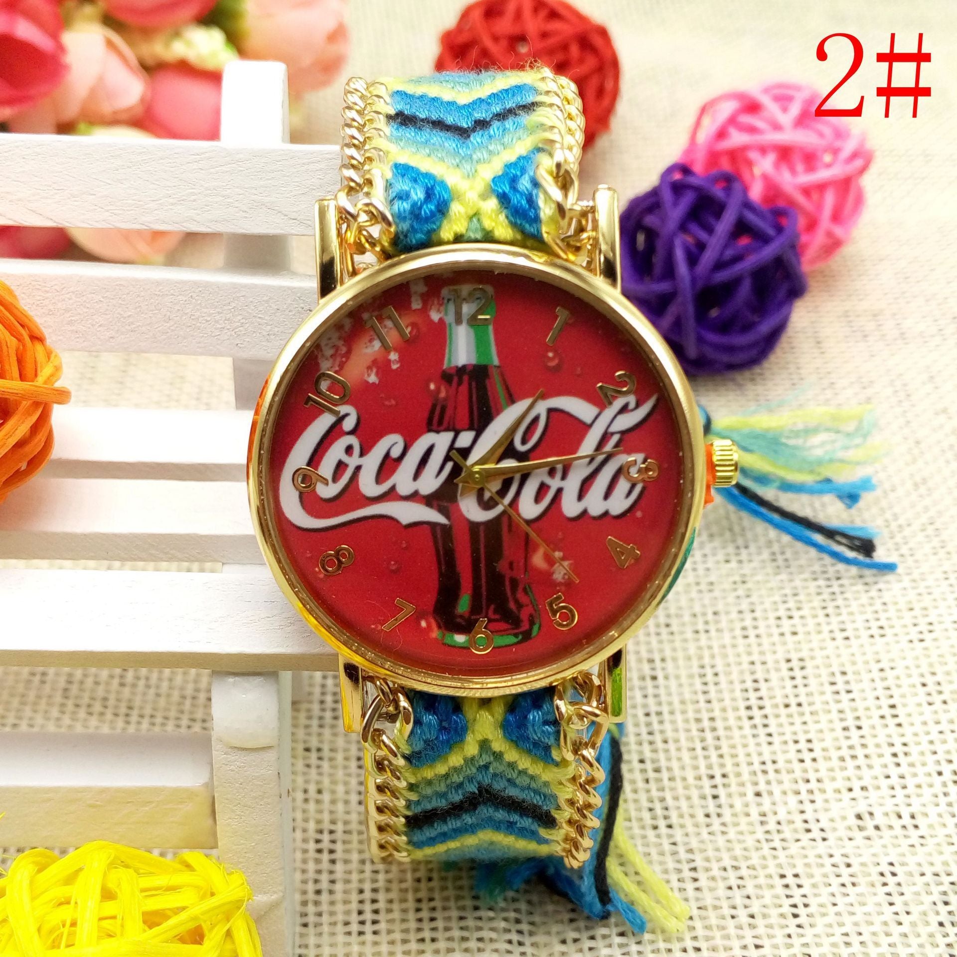 Reloj de pulsera de lana tejida a mano reloj de cuarzo de moda