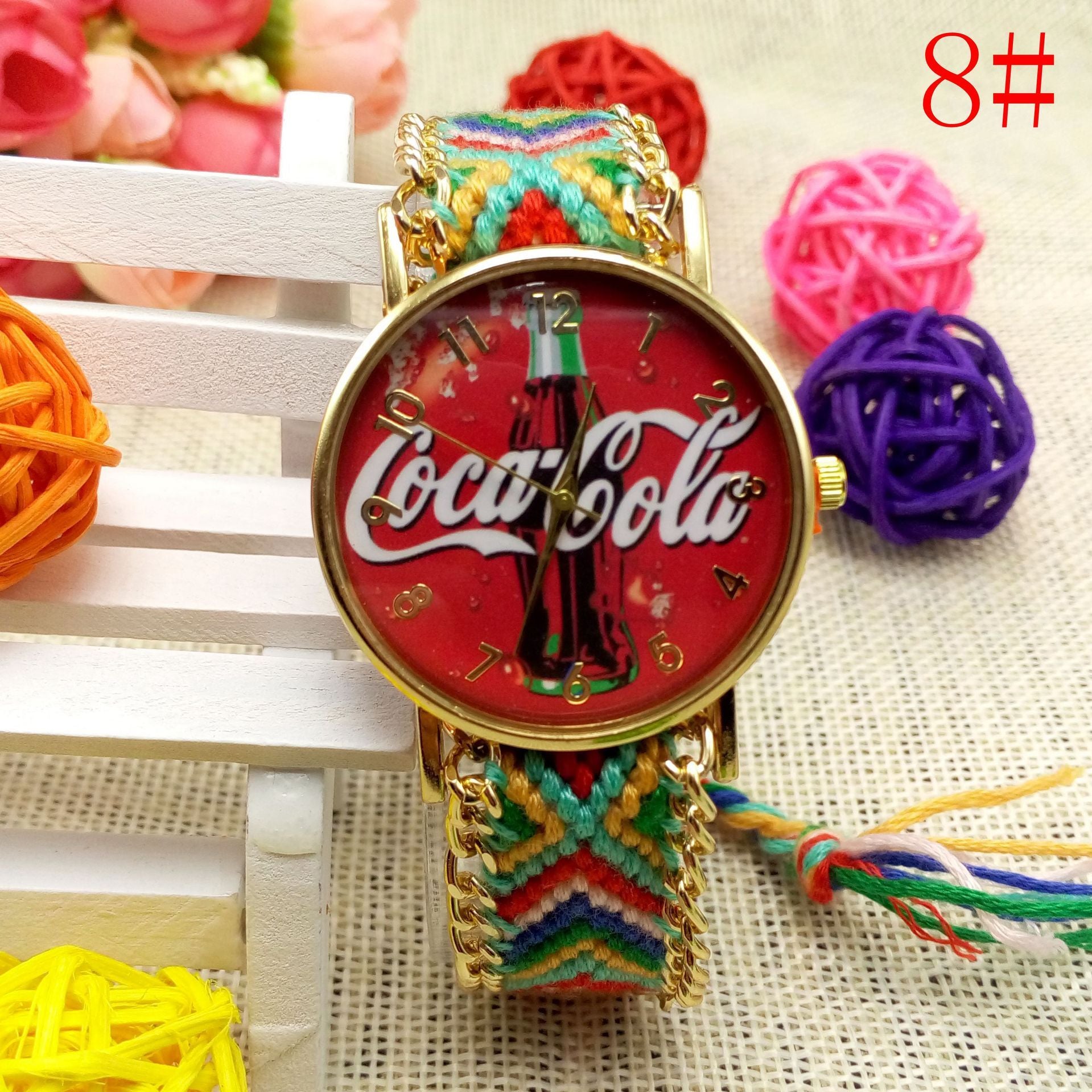Reloj de pulsera de lana tejida a mano reloj de cuarzo de moda