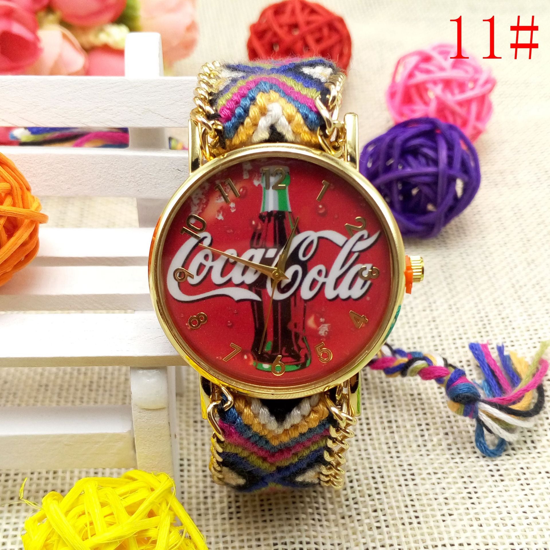 Reloj de pulsera de lana tejida a mano reloj de cuarzo de moda