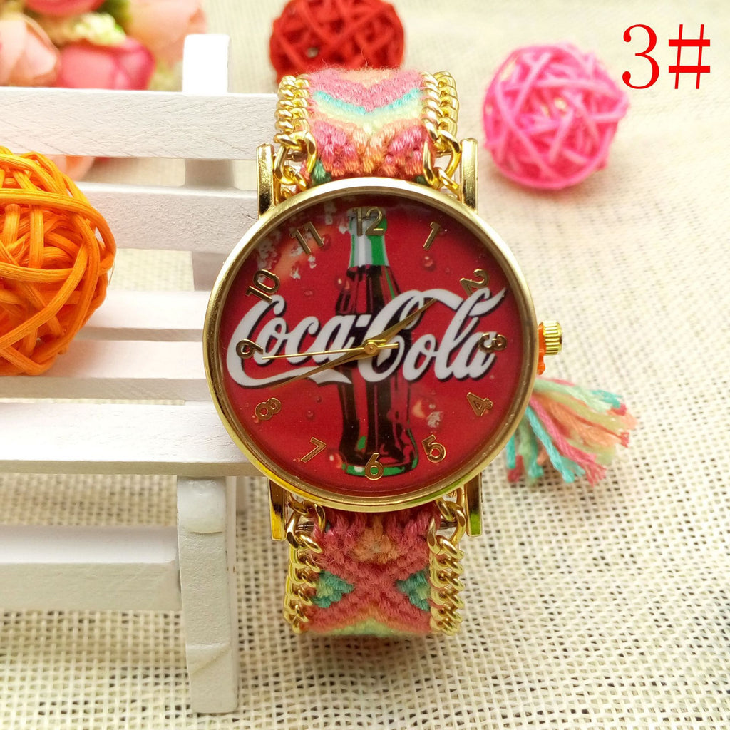 Reloj de pulsera de lana tejida a mano reloj de cuarzo de moda