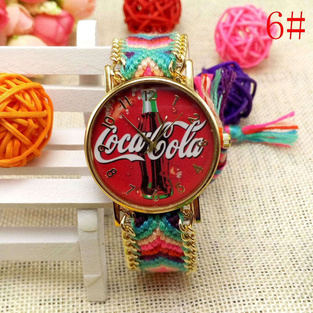 Reloj de pulsera de lana tejida a mano reloj de cuarzo de moda